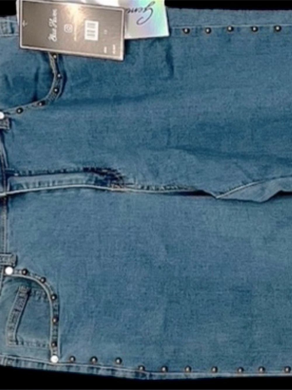 Woman’s Studded Wide Leg High Waisted Jeans Junior Size 13 women’s 10/12 - Picture 7 of 8